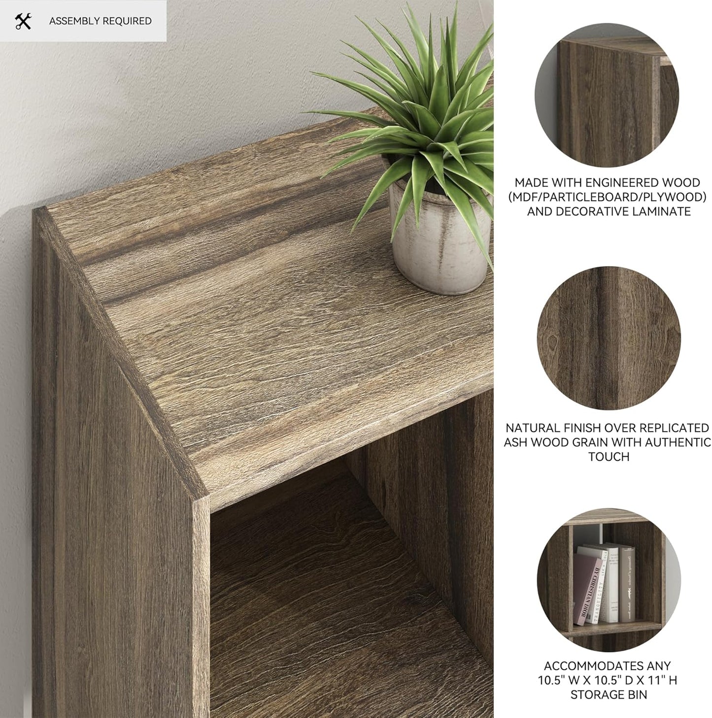 Signature Design by Ashley Shallifer 6 Cube Storage Organizer or Bookcase, Brown