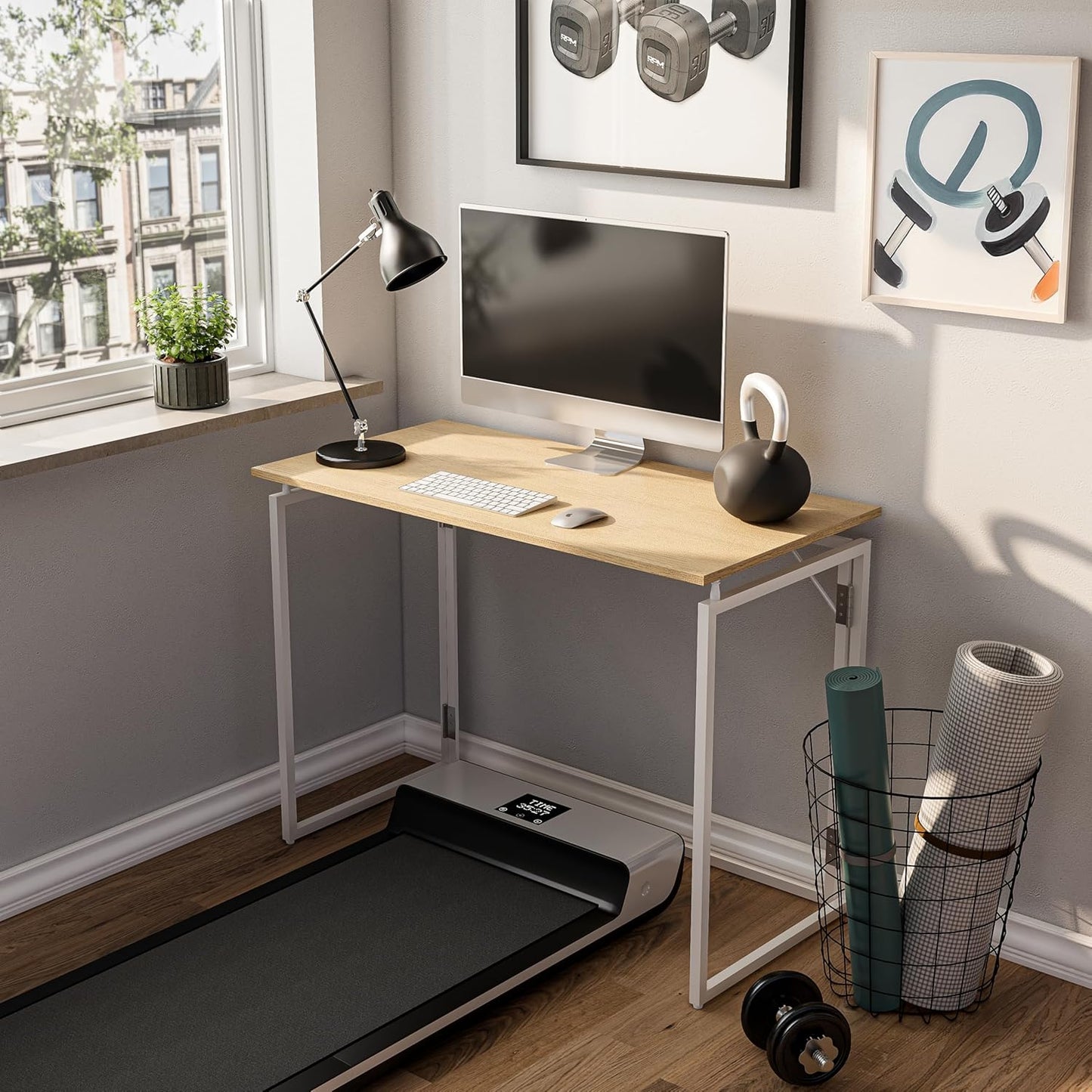 Folding Desk 30 Inch - Small Foldable Desk for Small Space Minimalist, Space Saving Collapsible Compact Desk Portable Table for Craft, Writing, Study and Work (No Assembly Required)