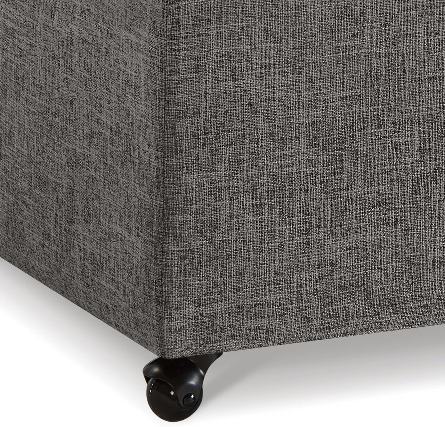 Ball & Cast 45" Sofa Ottoman with Storage, Linen Upholstered Bench with Rotation Casters and Safety Hinge for Living Room, Multi-Function Coffee Table,Charcoal Grey
