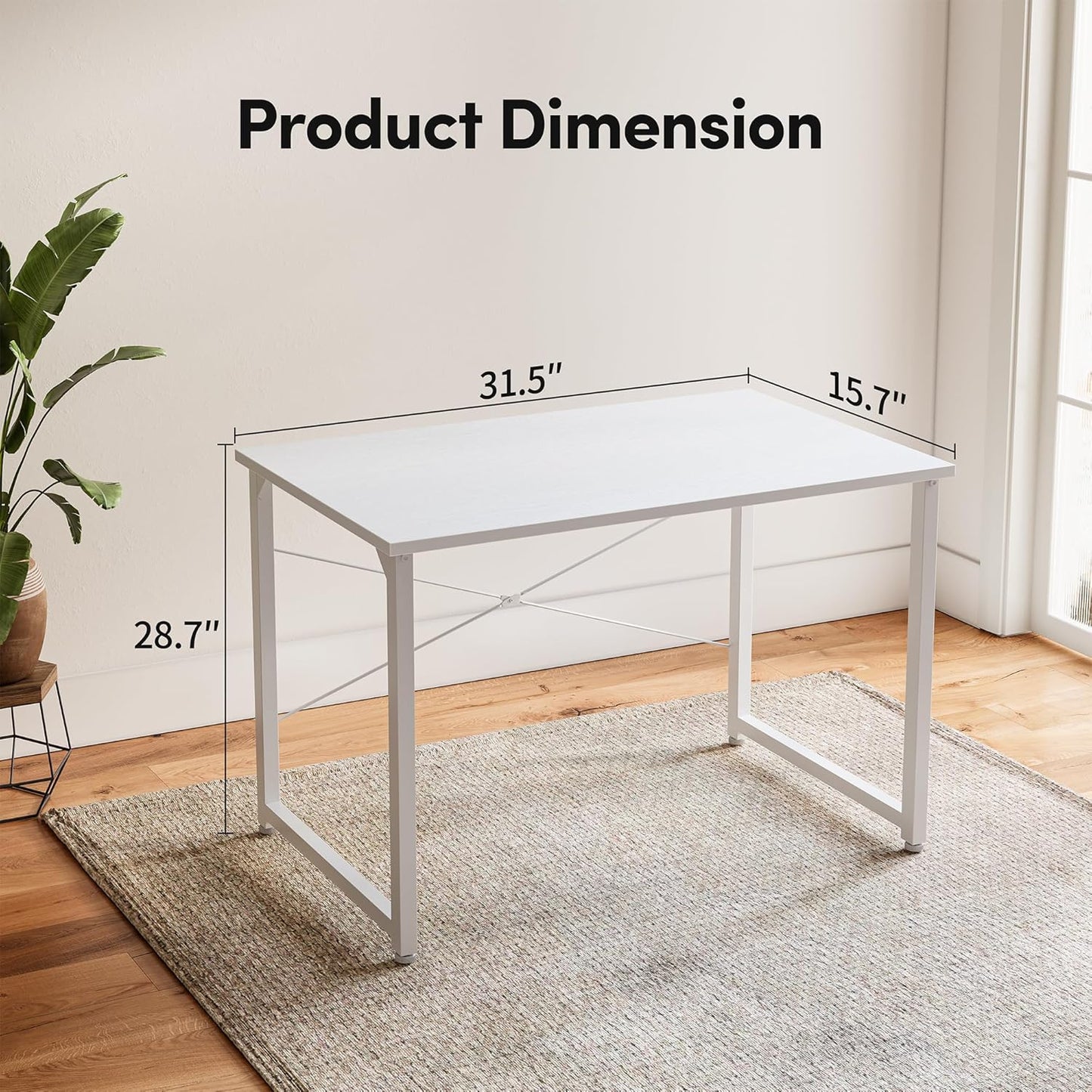 Cubiker Computer Desk, 32 inch Small Home Office Desk for Small Spaces, Modern Simple Style for Home, Office, Pure White