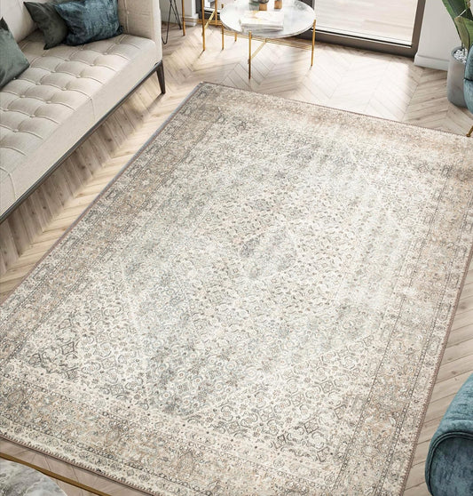 Keen Home Design 9x12 Rug - Machine Washable Area Rug with Non-Slip Backing, Ideal for Living Room, Dining Room, Bedroom - Vintage, Easy Clean, Durable, Low Pile Rug - (9' x 12')