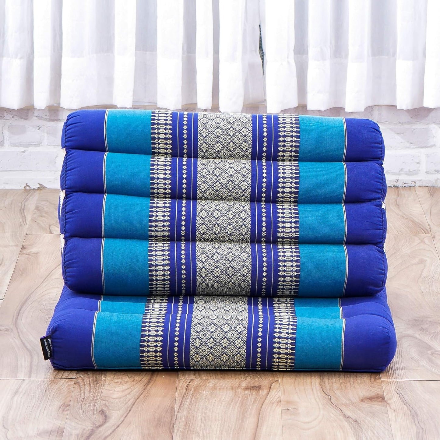 Leewadee 1-Fold Mat with Triangle Cushion – Comfortable TV Pillow, Foldable Mattress with Cushion Made of Eco-Friendly Kapok, 30 x 20 inches, Blue