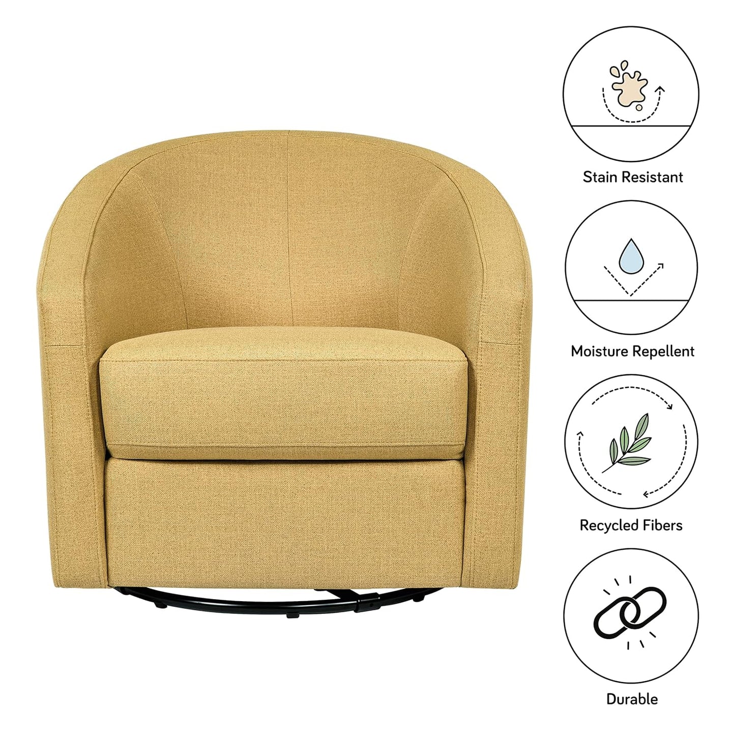 babyletto Madison Swivel Glider in Performance Dijon Eco-Twill, Water Repellent & Stain Resistant, Greenguard Gold and CertiPUR-US Certified