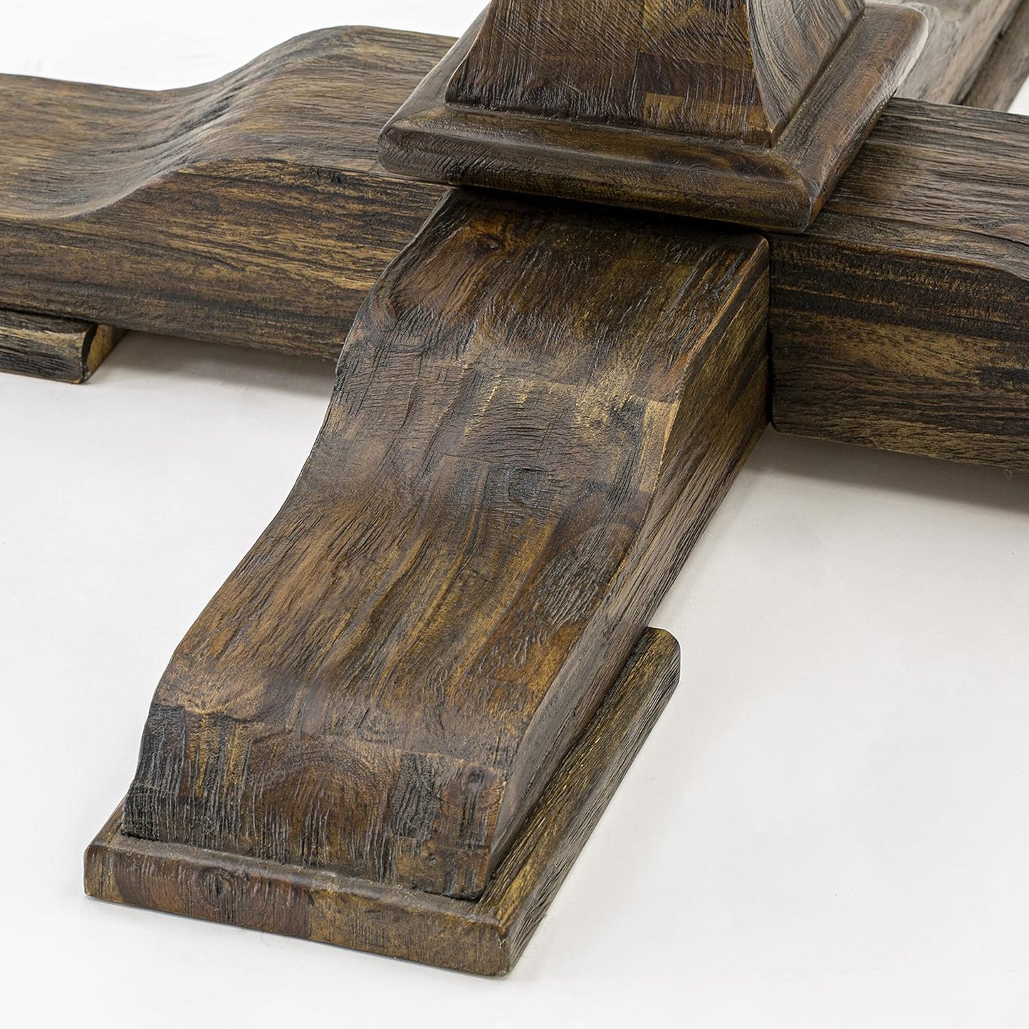 East West Furniture I3MZ5-748 5 Piece Dining Room Table Set Includes a Round Kitchen Table with Pedestal and 4 Coffee Linen Fabric Parson Dining Chairs, 48x48 Inch, Distressed Jacobean