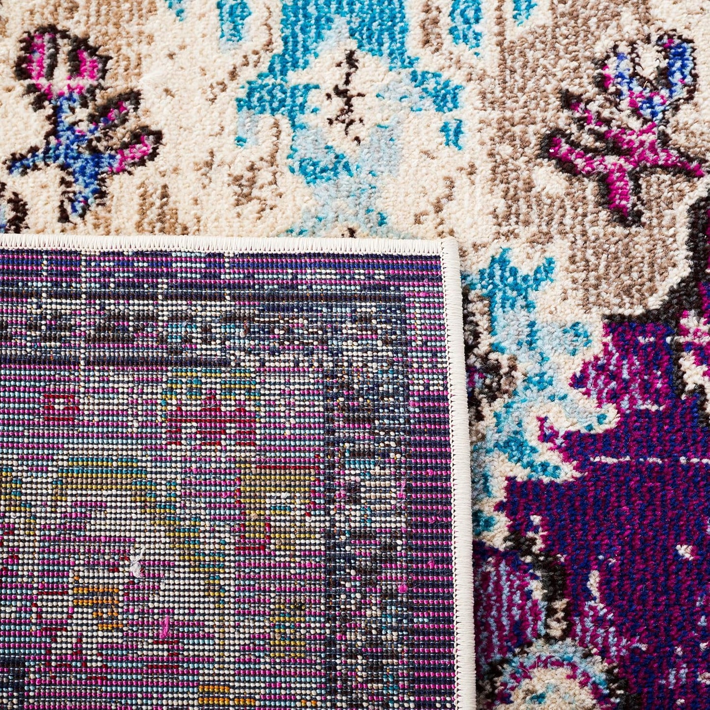 SAFAVIEH Monaco Collection Accent Rug - 2'2" x 4', Violet & Light Blue, Medallion Distressed Design, Non-Shedding & Easy Care, Ideal for High Traffic Areas in Entryway, Living Room, Bedroom (MNC243L)