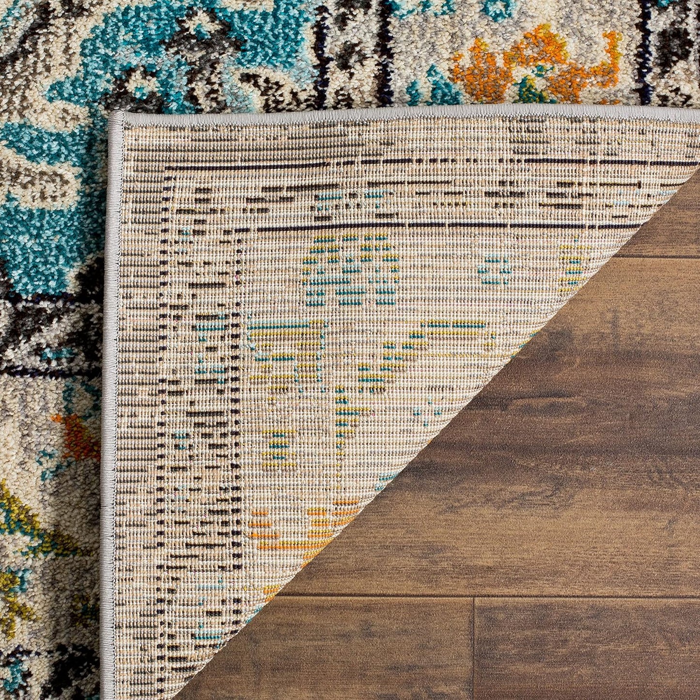 SAFAVIEH Monaco Collection Area Rug - 5' Square, Grey & Light Blue, Boho Chic Medallion Distressed Design, Non-Shedding & Easy Care, Ideal for High Traffic Areas in Living Room, Bedroom (MNC243G)