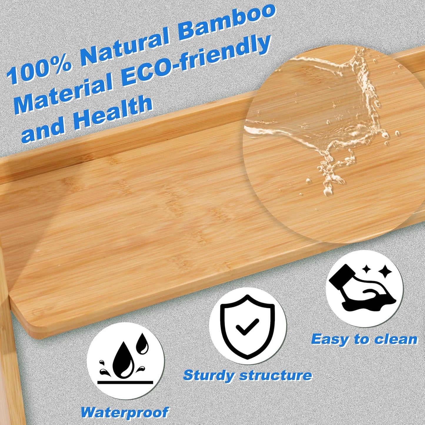 DOUSY-3-Tier Ladder Shelf, Bamboo Ladder Bookshelf Leaning Bookcase Trapezoid Bookshelf Storage Rack Shelf for Living Room, Kitchen, Bathroom, Home Office, Natural Color