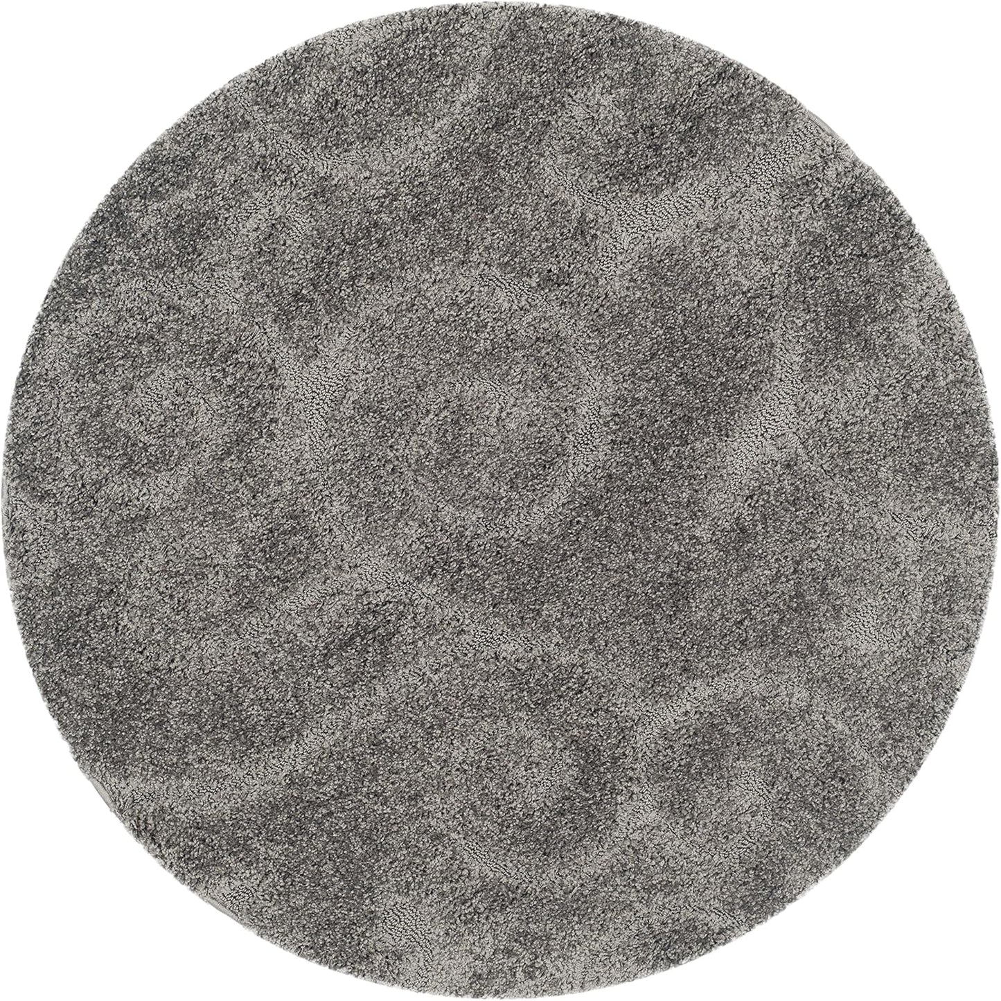 SAFAVIEH Florida Shag Collection 11' Round Grey SG455 Scrolling Vine Graceful Swirl Textured Non-Shedding Living Room Bedroom Dining Room Entryway Plush 1.2-inch Thick Area Rug