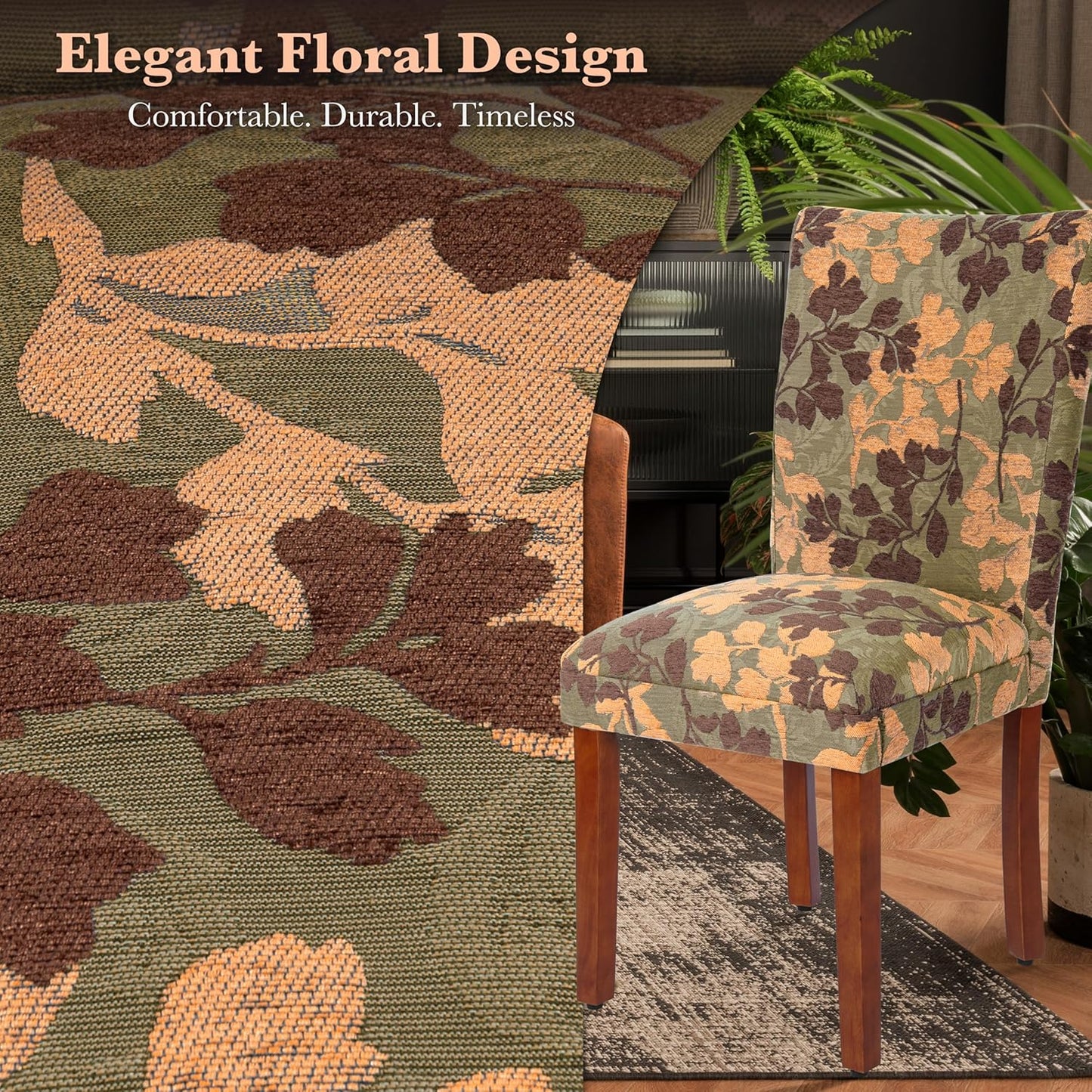 Homepop Home Decor | K1136-F975 | Classic Upholstered Parsons Dining Chair | Single Accent Dining Chair, Brown Woven
