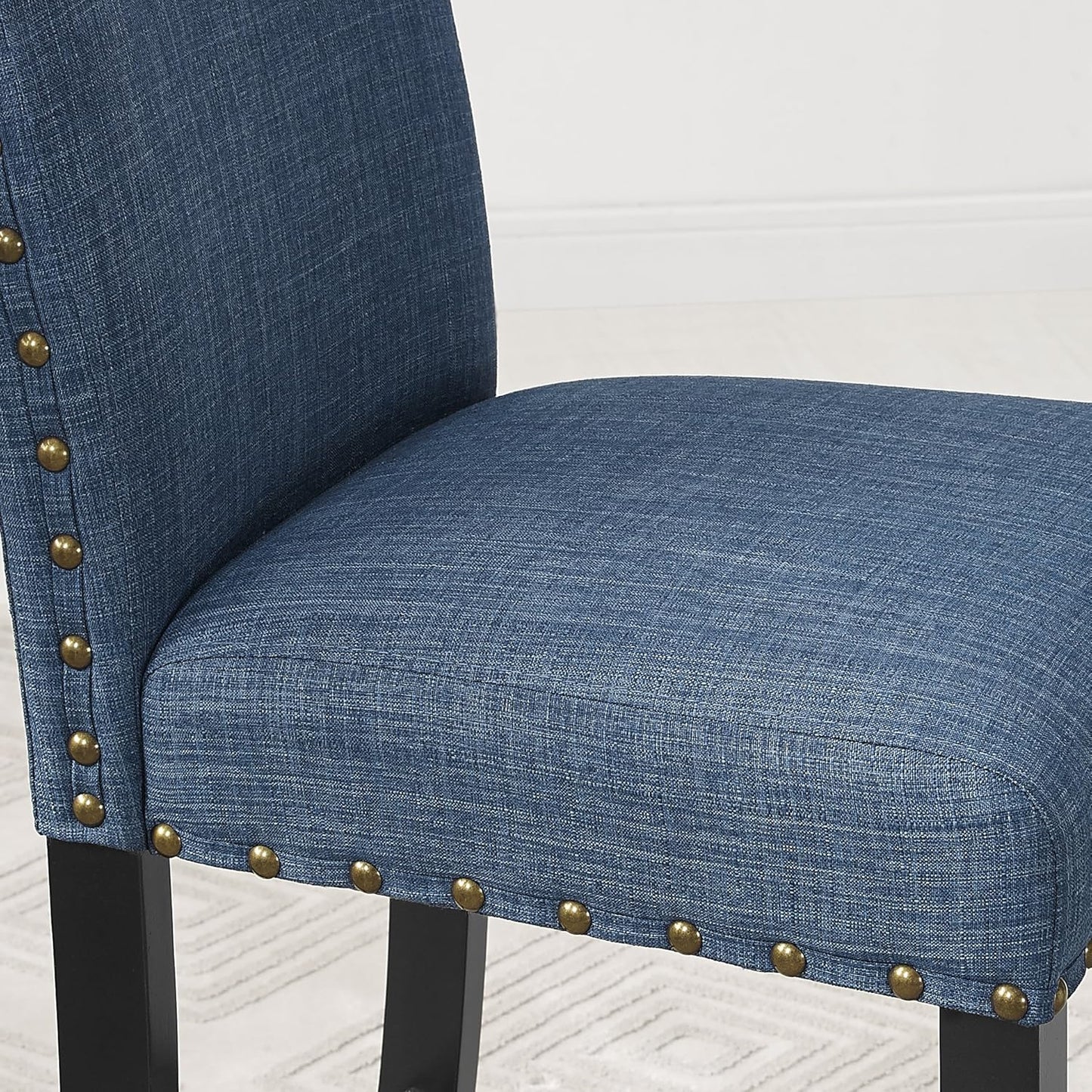 Roundhill Furniture Biony Fabric Bar Stools with Nailhead Trim (Set of 2), Blue