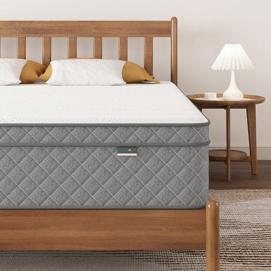 Full Mattress, 12 Inch Full Size Mattress with Cooling-Gel Memory Foam &Pocket Spring Hybrid, CertiPUR-US Certified, Medium Firm