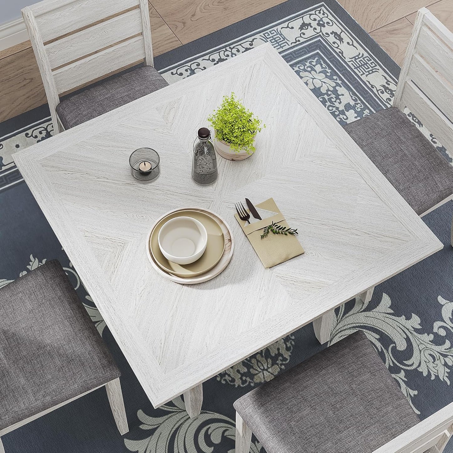 Solid Wood Dining Table, Part of Dining Table Set- Mix and Match Table, Chair, and Bench Sold Separately for Dining Room, Kitchen, Grey