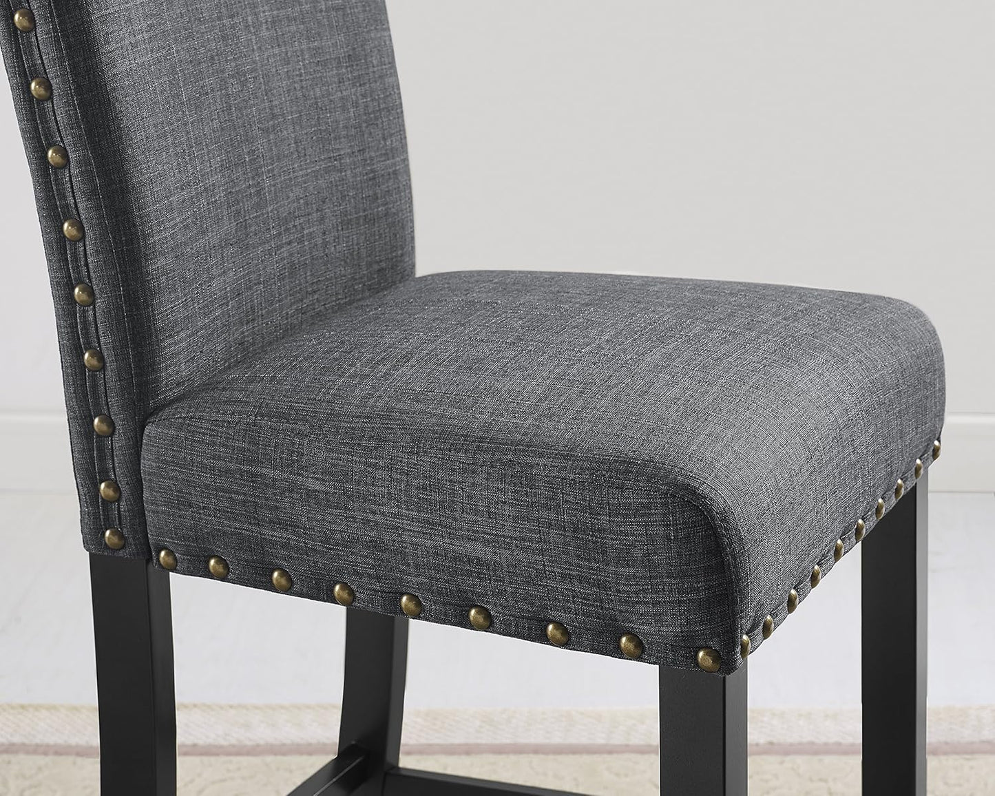 Biony Gray Fabric Counter Height Stools with Nailhead Trim, Set of 2