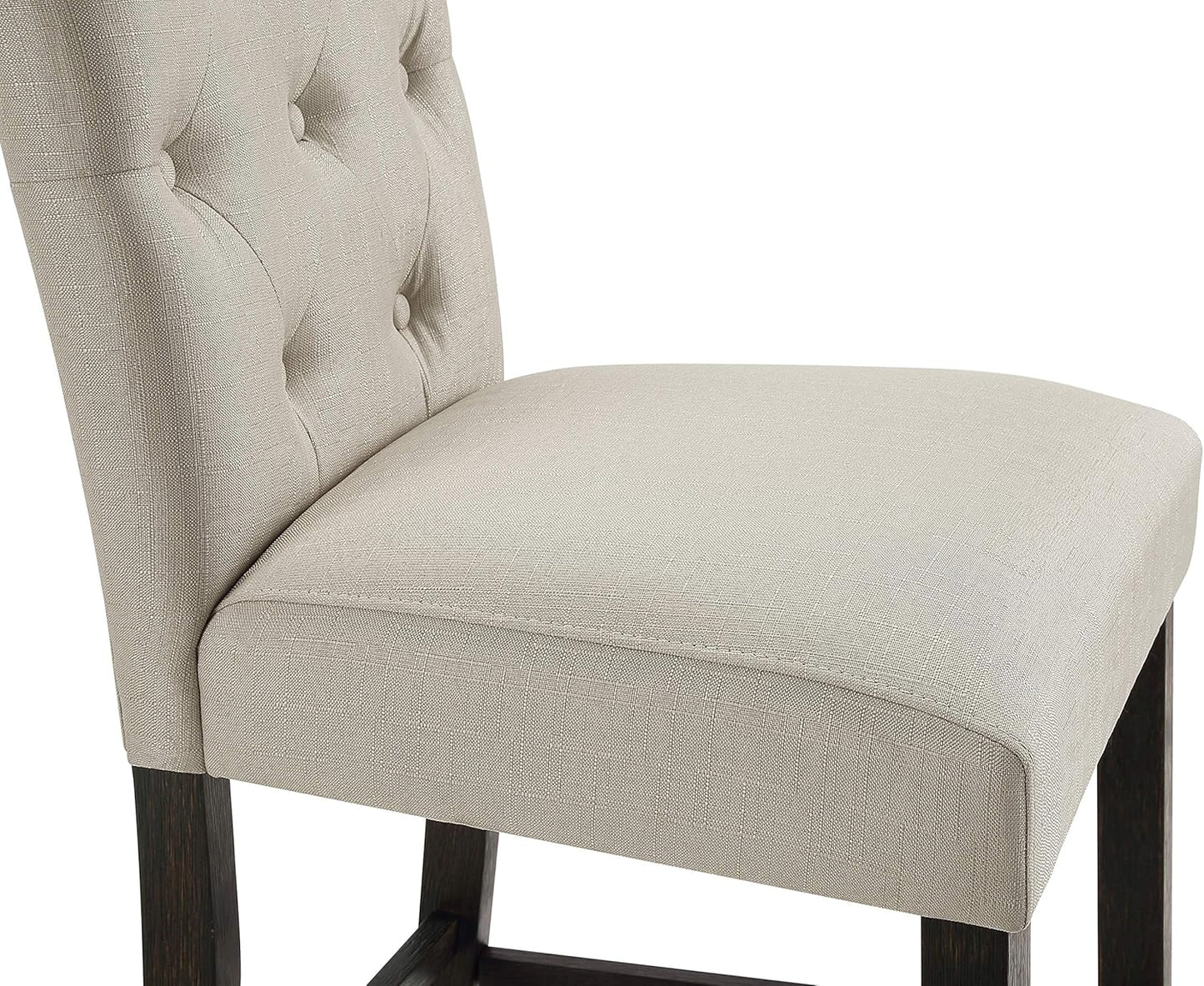 Roundhill Furniture Hendley Solid Wood Tufted Bartools, Set of 2, Tan