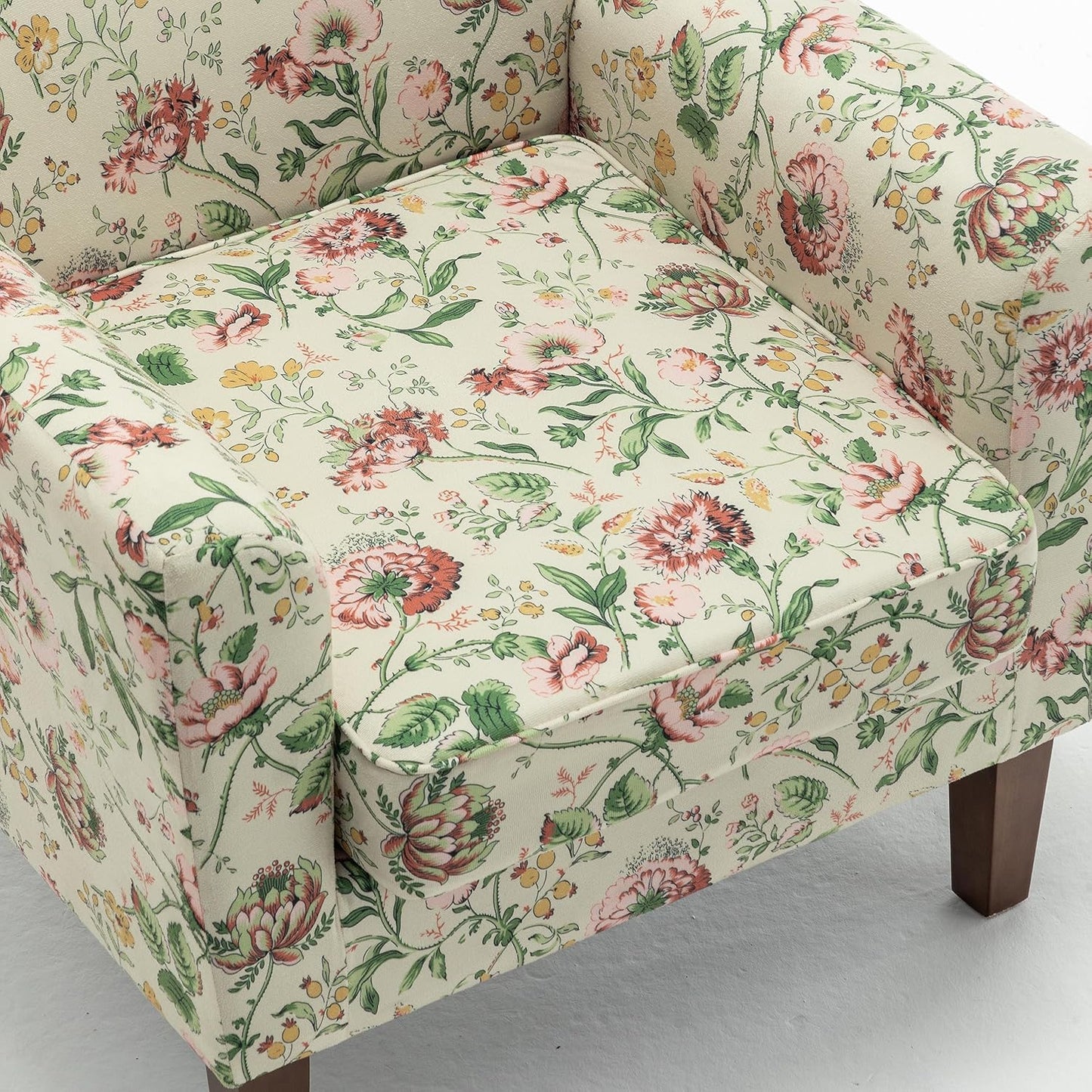 Container Furniture Direct Contemporary Accent Arm Chair with Birch Wood Frame and Velvet Upholstery, Armchair for Office and Living Room Decor, Removable Cushions, 04 Printed Fabric