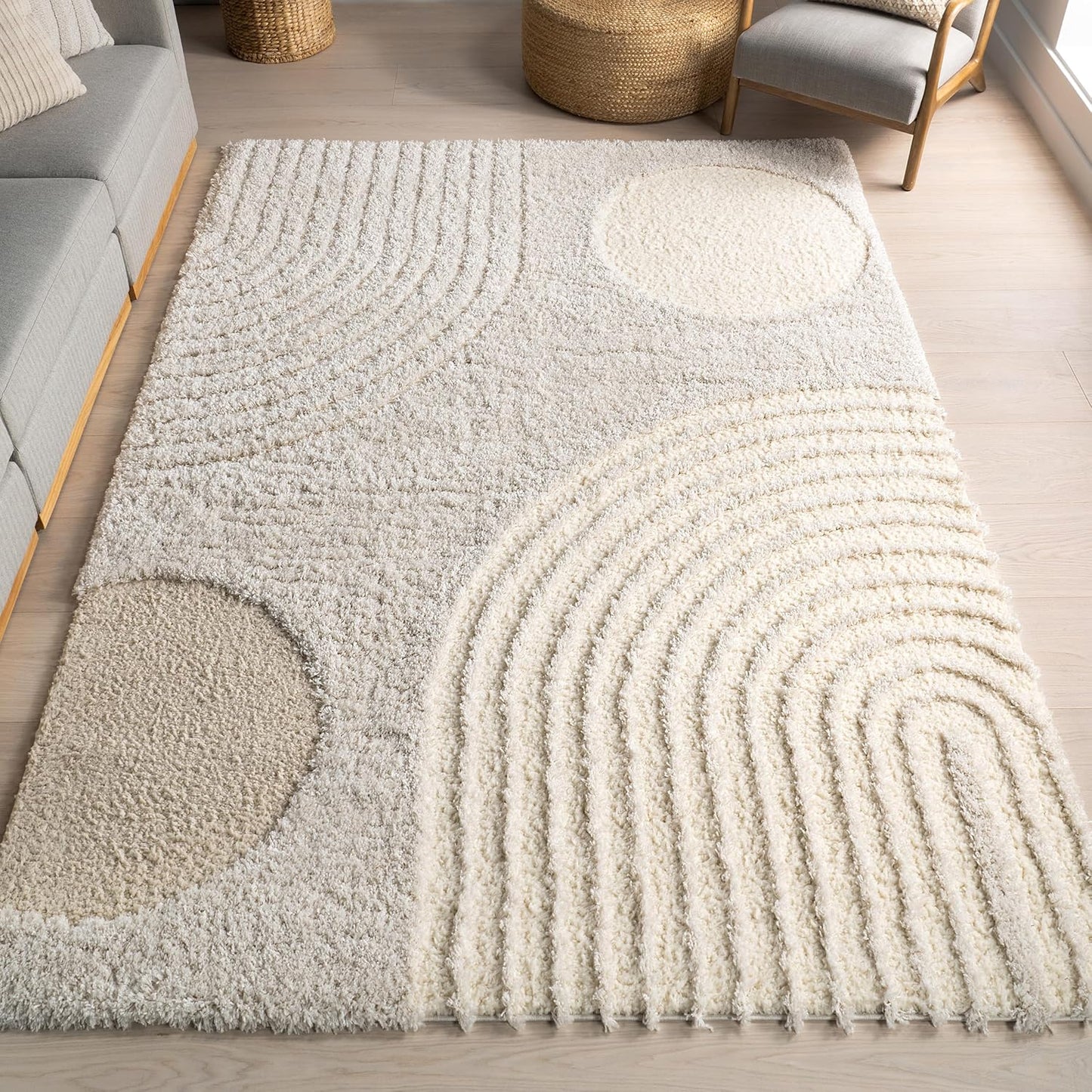 nuLOOM Gloria Abstract Shag Runner Rug, 2' 6" x 10', Beige