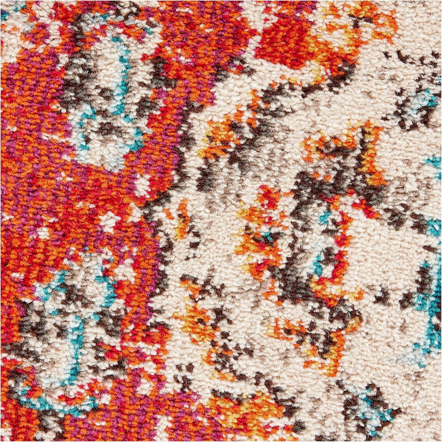 SAFAVIEH Monaco Collection Area Rug - 4' Round, Orange & Light Blue, Boho Chic Medallion Distressed Design, Non-Shedding & Easy Care, Ideal for High Traffic Areas in Living Room, Bedroom (MNC243H)