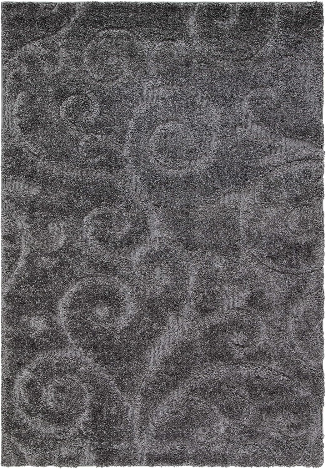 SAFAVIEH Florida Shag Collection X-Large Area Rug - 11' x 15', Grey, Scroll Design, Non-Shedding & Easy Care, 1.2-inch Thick Ideal for High Traffic Areas in Living Room, Bedroom (SG455-8013)