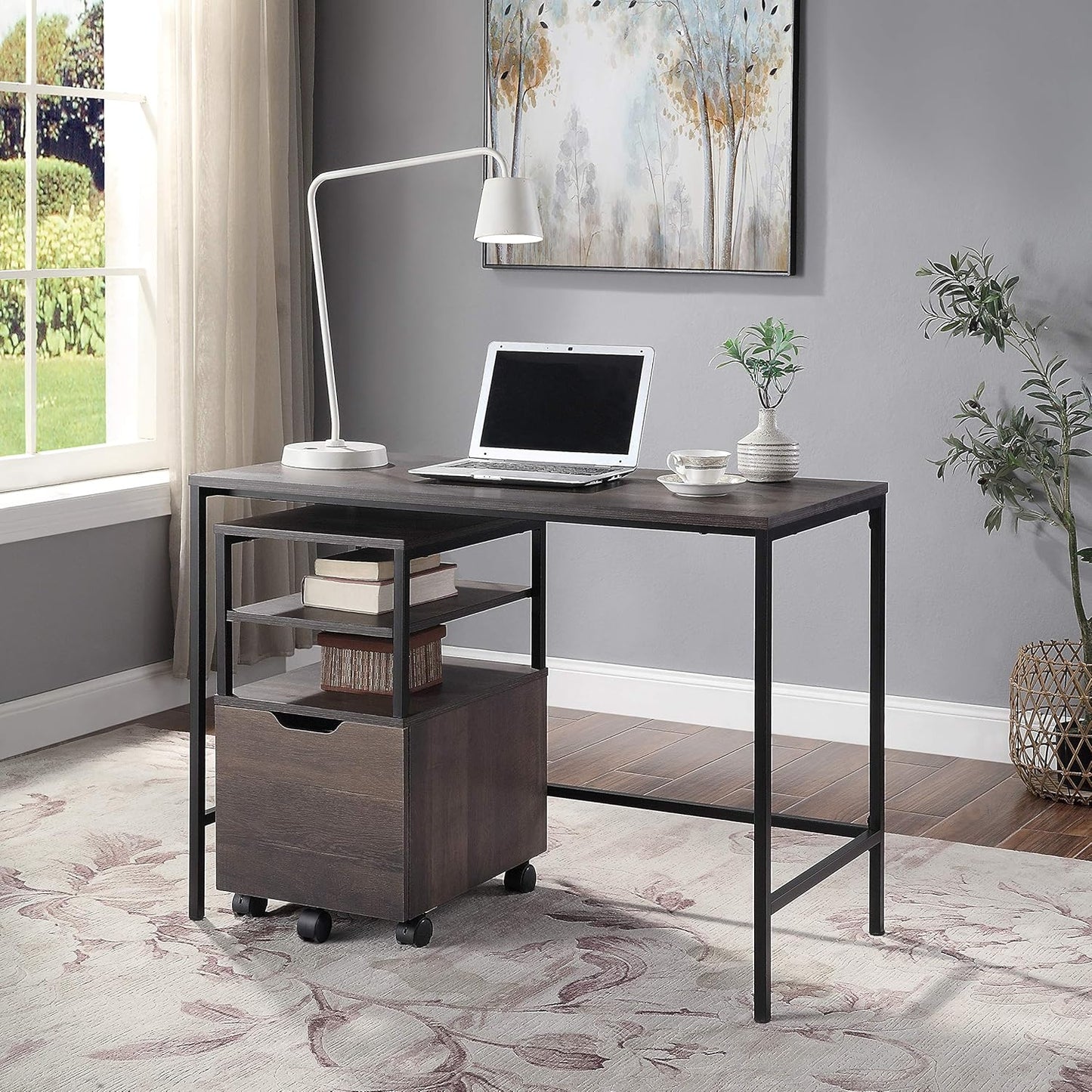 OSP Home Furnishings Contempo 42-Inch Desk, Ash