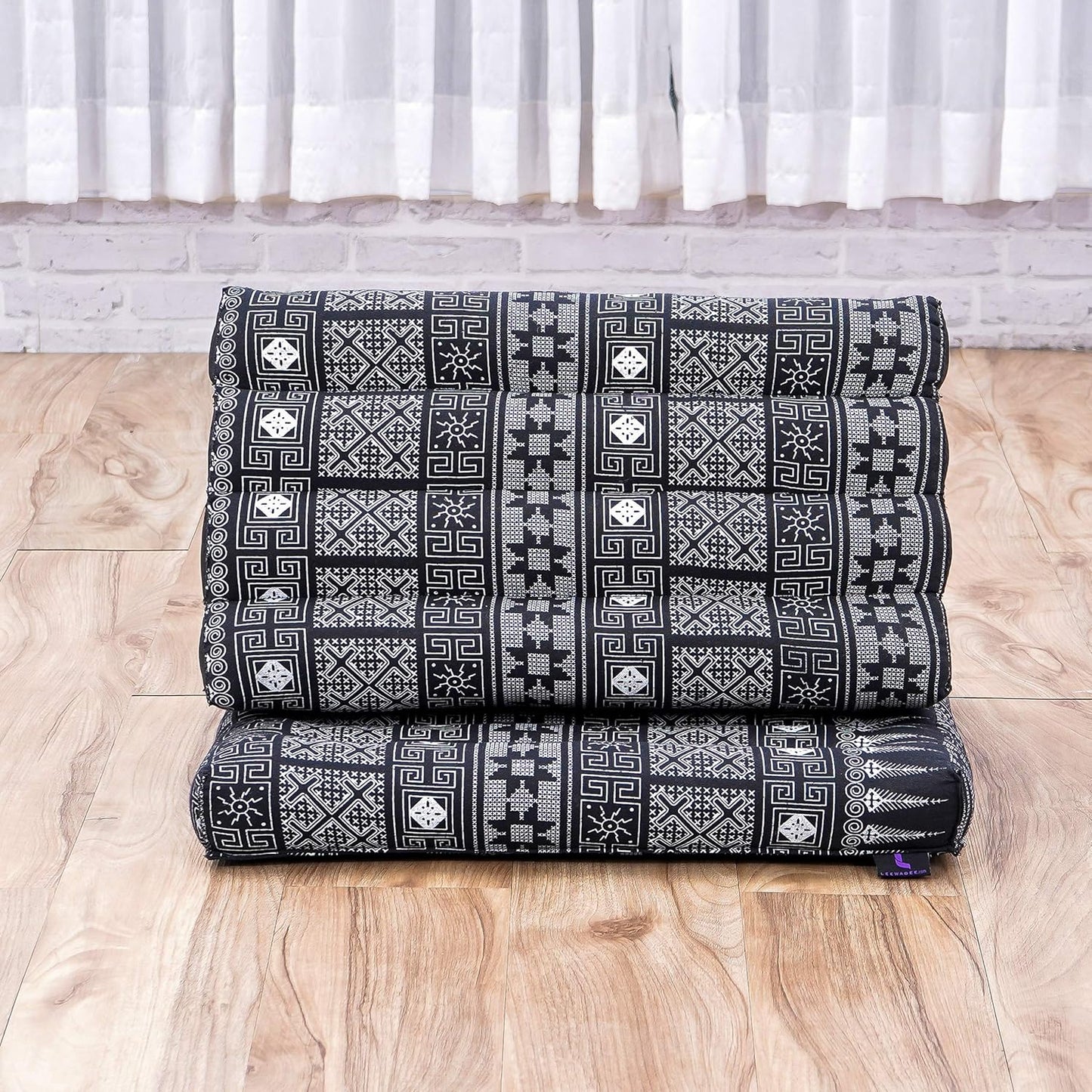 Leewadee 1-Fold Mat with Triangle Cushion – Comfortable TV Pillow, Foldable Mattress with Cushion Made of Kapok, 30 x 20 inches, Black