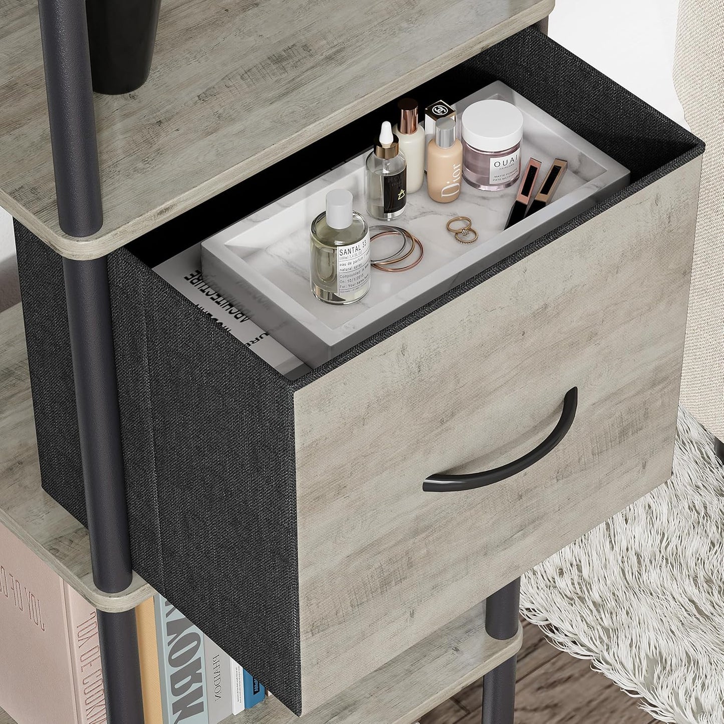 6-Tier Bookshelf with Drawer, Narrow Bookshelves Organizer, Floor Standing Ladder Shelf,Tall Bookcase for Small Space, Book shelf with Storage for Living Room, Bedroom, Office, Study Light Oak HBC505Z