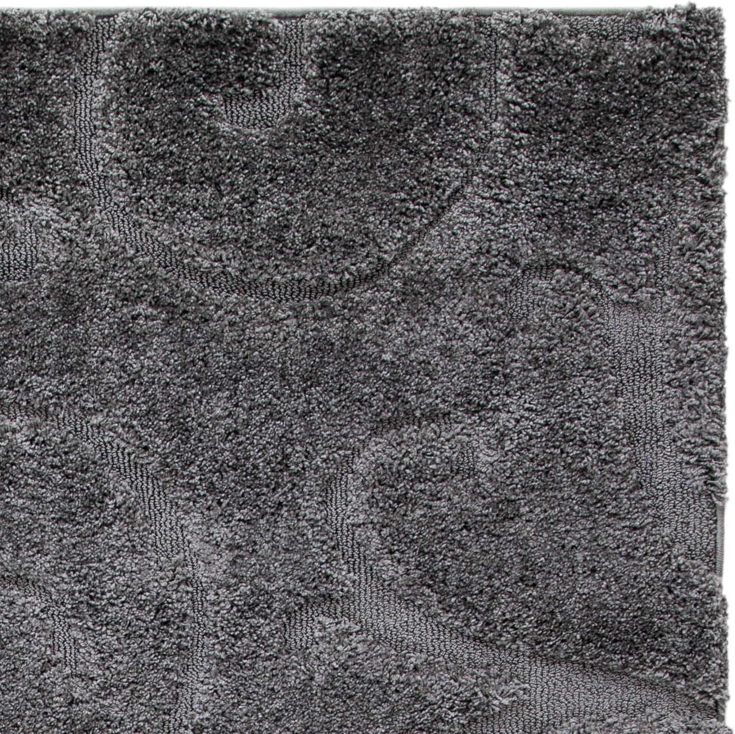 SAFAVIEH Florida Shag Collection Area Rug - 4' Square, Grey, Scroll Design, Non-Shedding & Easy Care, 1.2-inch Thick Ideal for High Traffic Areas in Living Room, Bedroom (SG455-8013)