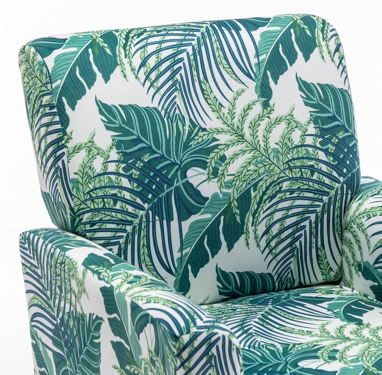 Container Furniture Direct Contemporary Accent Arm Chair with Birch Wood Frame and Velvet Upholstery, Armchair for Office and Living Room Decor, Removable Cushions, 01 Printed Fabric