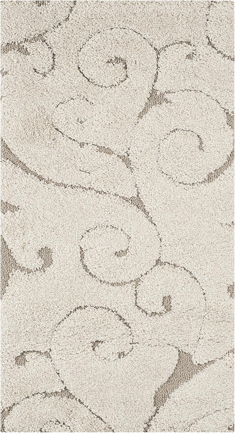 SAFAVIEH Florida Shag Collection Accent Rug - 2'3" x 4', Cream & Beige, Scroll Design, Non-Shedding & Easy Care, 1.2-inch Thick Ideal for High Traffic Areas in Foyer, Living Room, Bedroom (SG455-1113)
