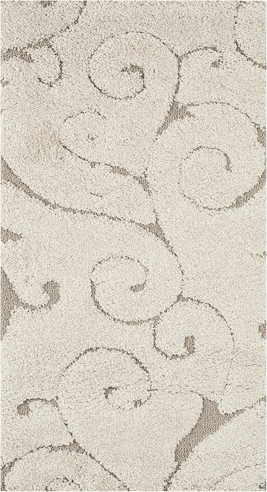 SAFAVIEH Florida Shag Collection Accent Rug - 2'3" x 4', Cream & Beige, Scroll Design, Non-Shedding & Easy Care, 1.2-inch Thick Ideal for High Traffic Areas in Foyer, Living Room, Bedroom (SG455-1113)