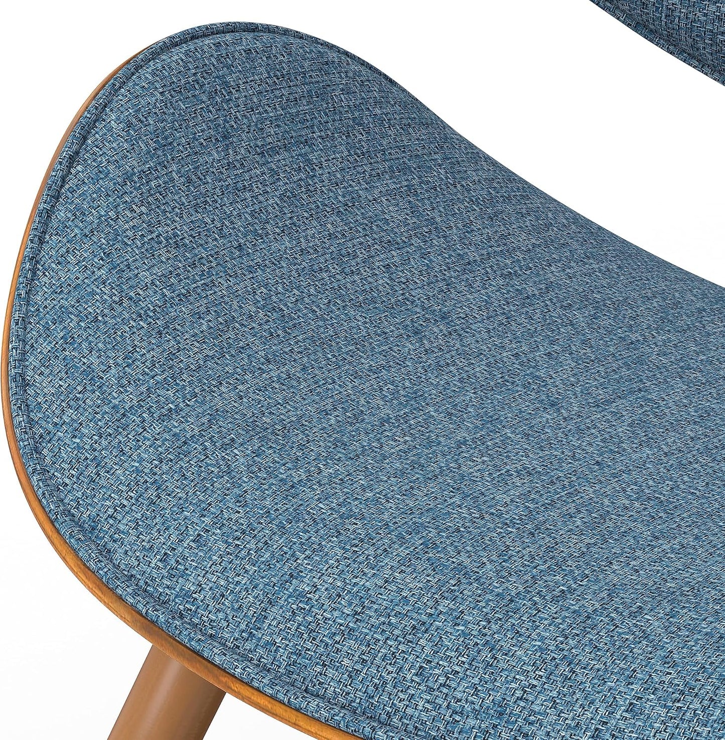 SIMPLIHOME Marana Dining Chairs - Upholstered Bentwood Back and Linen-Style Fabric Kitchen Chair in Denim Blue, Mid-Century Modern Ergonomic Dining Room Seating with Contoured Seat and Beech Wood Legs