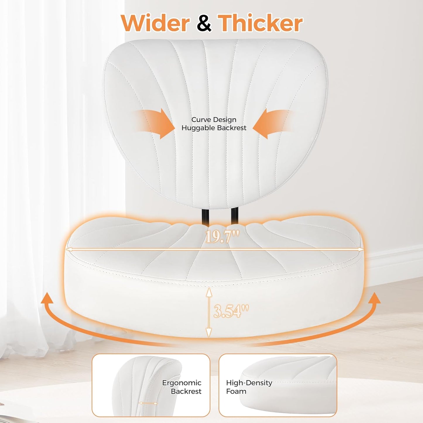 Cross Legged Office Chair, Ergonomic Criss Cross Chair with Wheels, 360° Swivel Height-Adjustable Meditation Chair for Yoga & ADHD, Wide Kneeling Chair with Strong Lumbar Support (White) BPY01W