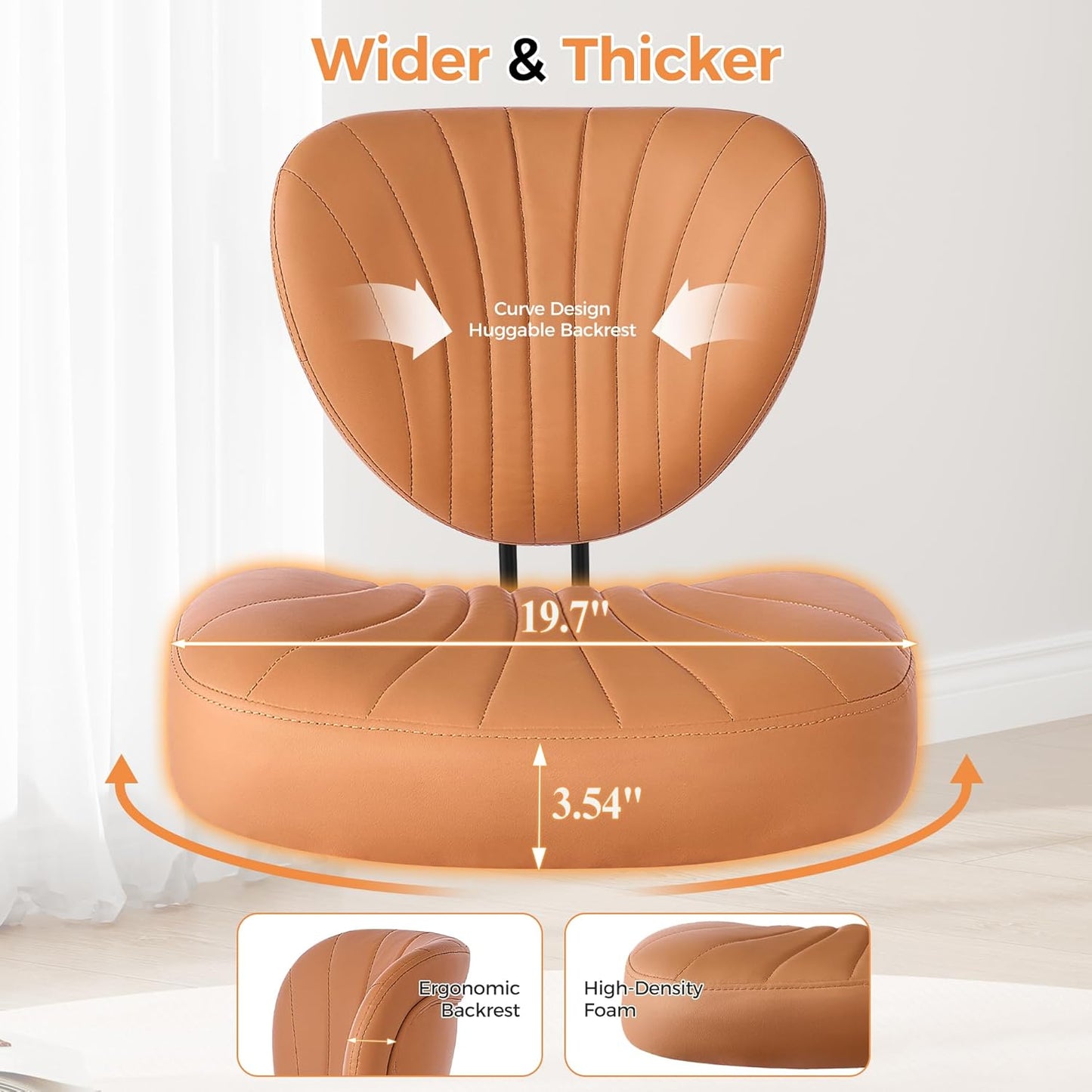 Cross Legged Office Chair, Ergonomic Criss Cross Chair with Wheels, 360° Swivel Height-Adjustable Meditation Chair for Yoga & ADHD, Wide Kneeling Chair with Strong Lumbar Support (Brown) BPY01Z