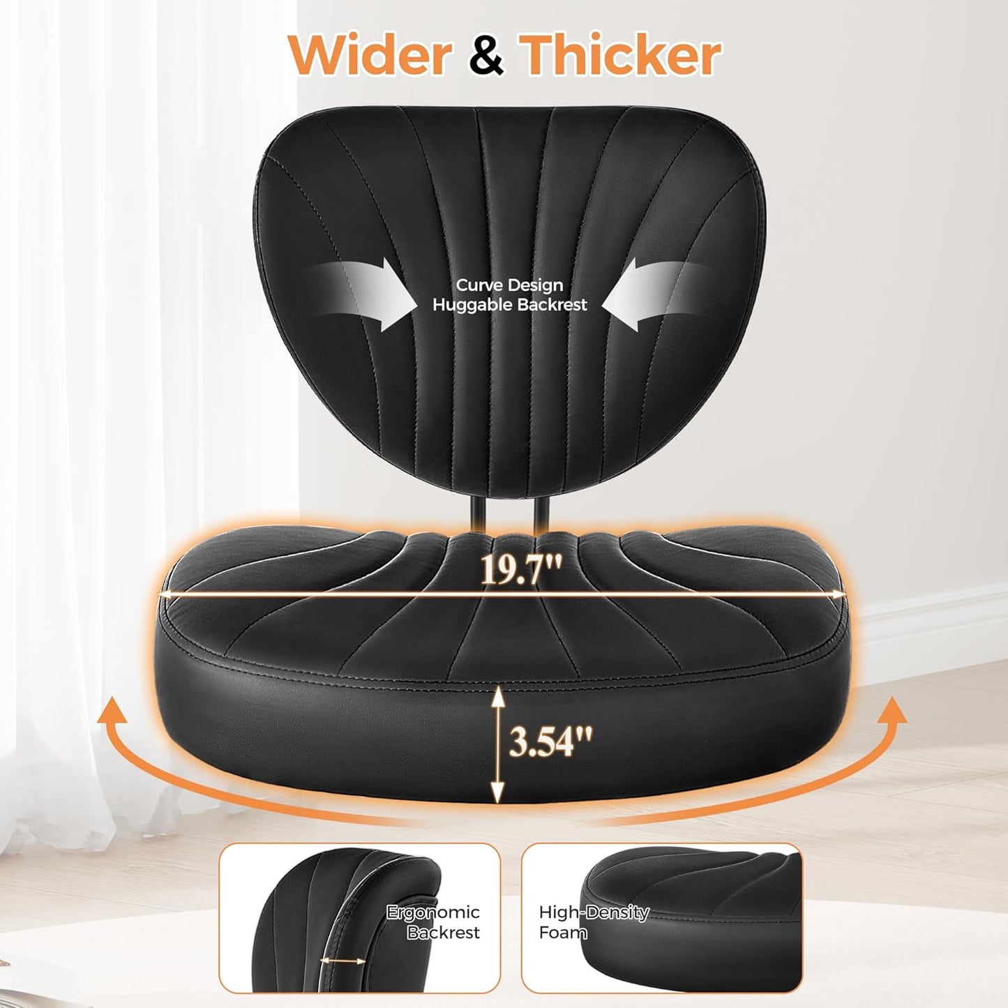 Cross Legged Office Chair, Ergonomic Criss Cross Chair with Wheels, 360° Swivel Height-Adjustable Meditation Chair for Yoga & ADHD, Wide Kneeling Chair with Strong Lumbar Support (Black) BPY01B Visit the BEWISHOME Store