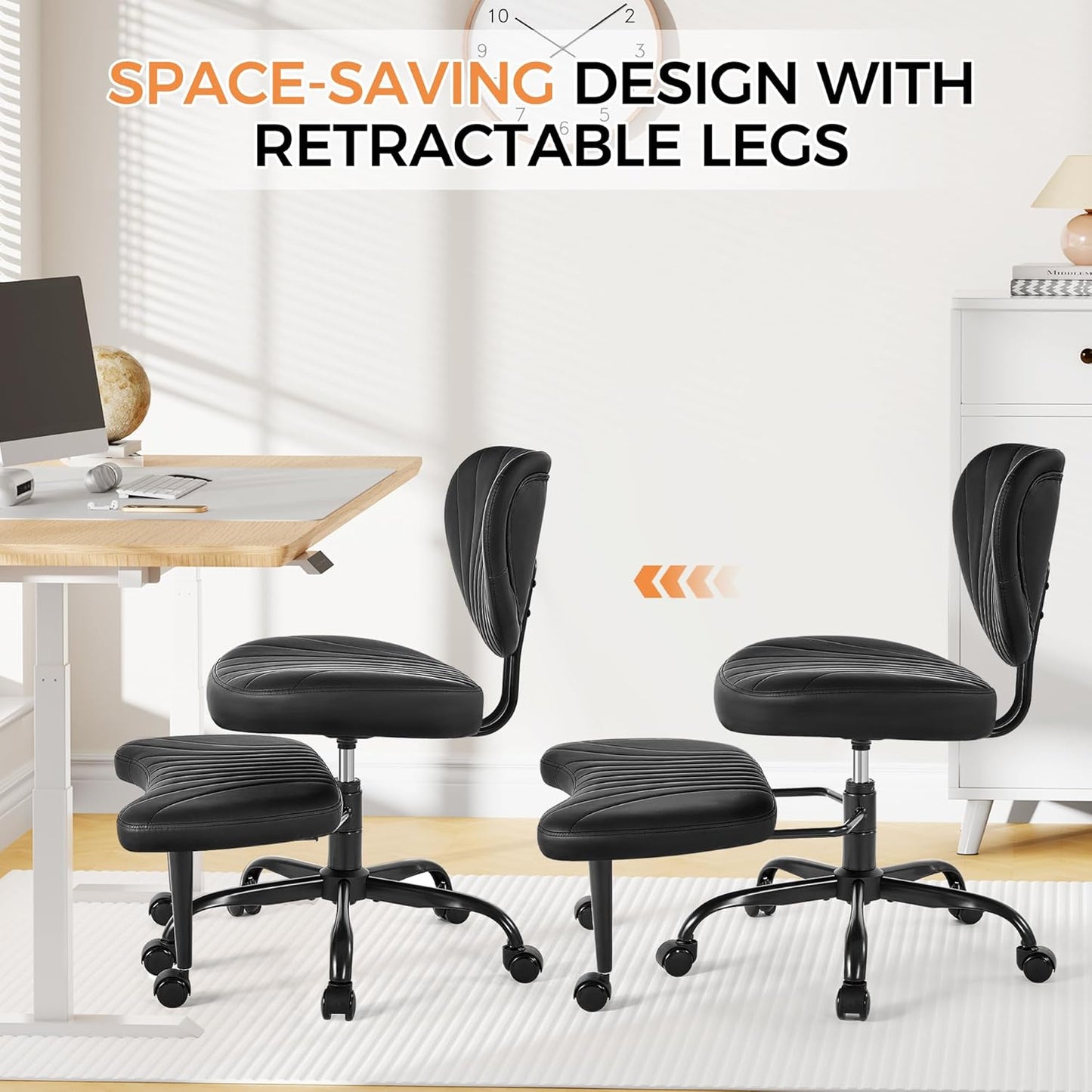 Cross Legged Office Chair, Ergonomic Criss Cross Chair with Wheels, 360° Swivel Height-Adjustable Meditation Chair for Yoga & ADHD, Wide Kneeling Chair with Strong Lumbar Support (Black) BPY01B Visit the BEWISHOME Store